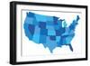 Blue USA State Map-chuckstock-Framed Art Print