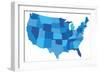 Blue USA State Map-chuckstock-Framed Art Print