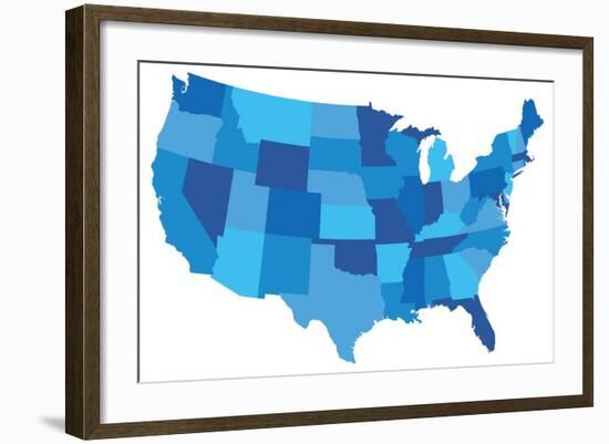 Blue USA State Map-chuckstock-Framed Art Print