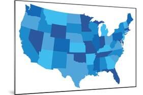 Blue USA State Map-chuckstock-Mounted Art Print