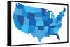 Blue USA State Map-chuckstock-Framed Stretched Canvas