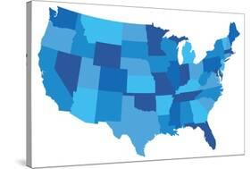 Blue USA State Map-chuckstock-Stretched Canvas