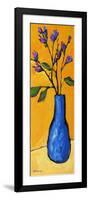 Blue Vase On Yellow-Patty Baker-Framed Art Print