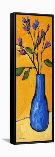 Blue Vase On Yellow-Patty Baker-Framed Stretched Canvas