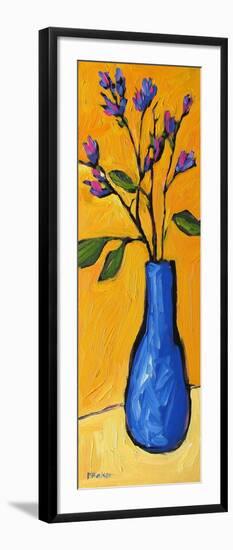 Blue Vase On Yellow-Patty Baker-Framed Art Print