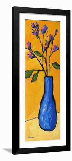 Blue Vase On Yellow-Patty Baker-Framed Art Print