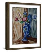 Blue Vase with Flowers, 1913-Olga Vladimirovna Rozanova-Framed Giclee Print