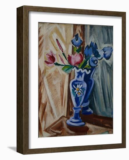 Blue Vase with Flowers, 1913-Olga Vladimirovna Rozanova-Framed Giclee Print