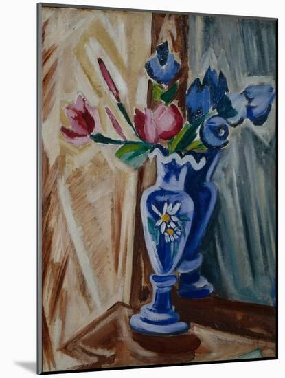 Blue Vase with Flowers, 1913-Olga Vladimirovna Rozanova-Mounted Giclee Print