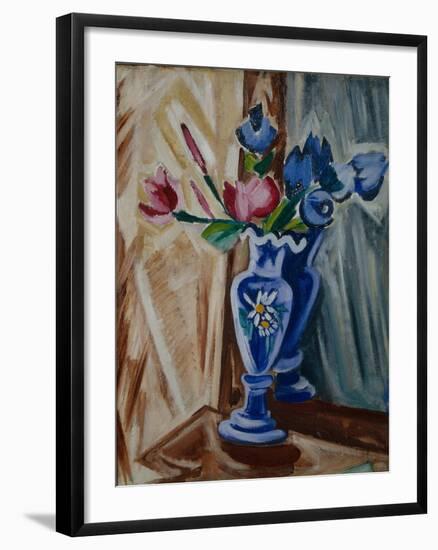 Blue Vase with Flowers, 1913-Olga Vladimirovna Rozanova-Framed Giclee Print