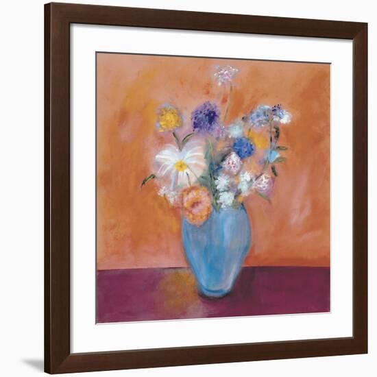 Blue Vase with Flowers-Nancy Ortenstone-Framed Giclee Print