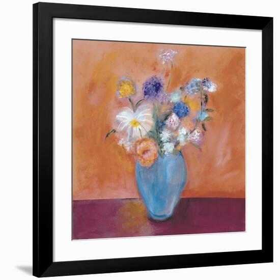 Blue Vase with Flowers-Nancy Ortenstone-Framed Giclee Print