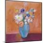 Blue Vase with Flowers-Nancy Ortenstone-Mounted Art Print