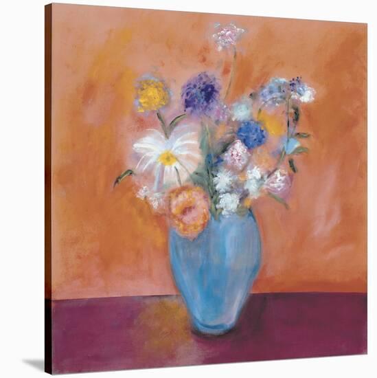 Blue Vase with Flowers-Nancy Ortenstone-Stretched Canvas