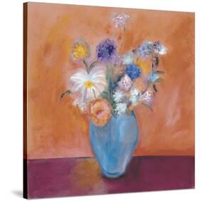 Blue Vase with Flowers-Nancy Ortenstone-Stretched Canvas