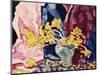 Blue Vase, Yellow Flowers and Curtains, C.1938 (Oil on Canvas)-Louis Valtat-Mounted Giclee Print