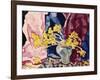 Blue Vase, Yellow Flowers and Curtains, C.1938 (Oil on Canvas)-Louis Valtat-Framed Giclee Print