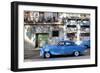 Blue Vintage American Car Parked on a Street in Havana Centro-Lee Frost-Framed Photographic Print