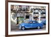 Blue Vintage American Car Parked on a Street in Havana Centro-Lee Frost-Framed Photographic Print