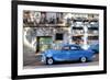 Blue Vintage American Car Parked on a Street in Havana Centro-Lee Frost-Framed Photographic Print