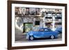 Blue Vintage American Car Parked on a Street in Havana Centro-Lee Frost-Framed Photographic Print