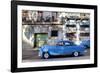 Blue Vintage American Car Parked on a Street in Havana Centro-Lee Frost-Framed Photographic Print