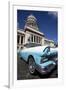 Blue Vintage American Car Parked Opposite the Capitolio-Lee Frost-Framed Photographic Print