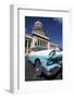 Blue Vintage American Car Parked Opposite the Capitolio-Lee Frost-Framed Photographic Print