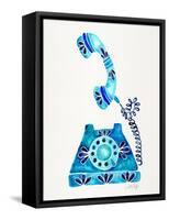Blue Vintage Phone-Cat Coquillette-Framed Stretched Canvas