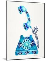 Blue Vintage Phone-Cat Coquillette-Mounted Giclee Print