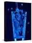 Blue Water Being Poured into Tumbler-null-Stretched Canvas