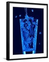 Blue Water Being Poured into Tumbler-null-Framed Photographic Print