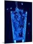 Blue Water Being Poured into Tumbler-null-Mounted Photographic Print