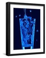 Blue Water Being Poured into Tumbler-null-Framed Photographic Print