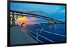 Blue Water Bridge at dusk, Port Huron, Michigan, USA-null-Framed Photographic Print