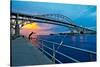 Blue Water Bridge at dusk, Port Huron, Michigan, USA-null-Stretched Canvas