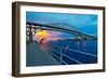 Blue Water Bridge at dusk, Port Huron, Michigan, USA-null-Framed Photographic Print