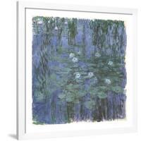 Blue Water Lilies Between, c.1916-1919-Claude Monet-Framed Premium Giclee Print