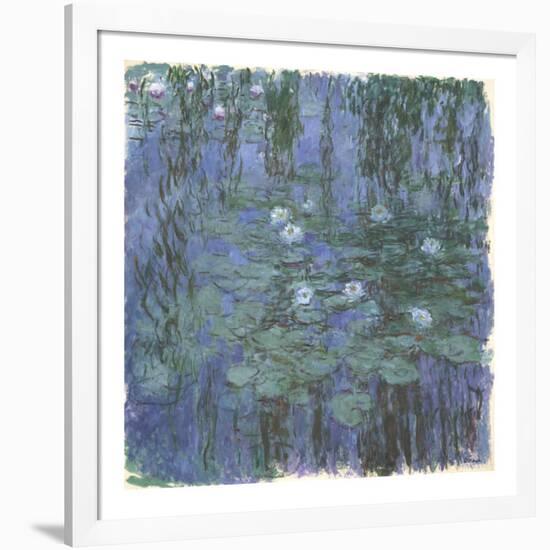 Blue Water Lilies Between, c.1916-1919-Claude Monet-Framed Premium Giclee Print