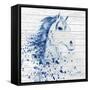 Blue Watercolor Horse-Jean Plout-Framed Stretched Canvas