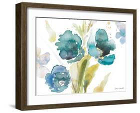 Blue Watercolor Modern Poppies II-Lanie Loreth-Framed Art Print