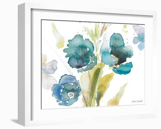 Blue Watercolor Modern Poppies II-Lanie Loreth-Framed Art Print