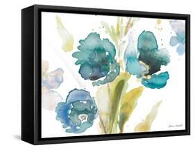 Blue Watercolor Modern Poppies II-Lanie Loreth-Framed Stretched Canvas