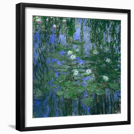 Blue Waterlilies, 1916-1919-Claude Monet-Framed Giclee Print