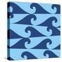 Blue Waves on Blue Pattern-null-Stretched Canvas