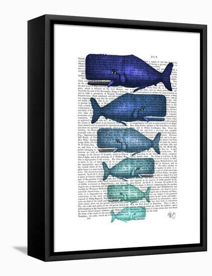 Blue Whale Family-Fab Funky-Framed Stretched Canvas