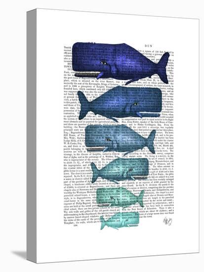 Blue Whale Family-Fab Funky-Stretched Canvas