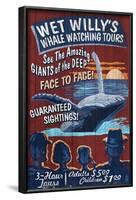 Blue Whale Watching - Vintage Sign-Lantern Press-Framed Art Print