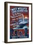 Blue Whale Watching - Vintage Sign-Lantern Press-Framed Art Print