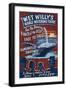 Blue Whale Watching - Vintage Sign-Lantern Press-Framed Art Print